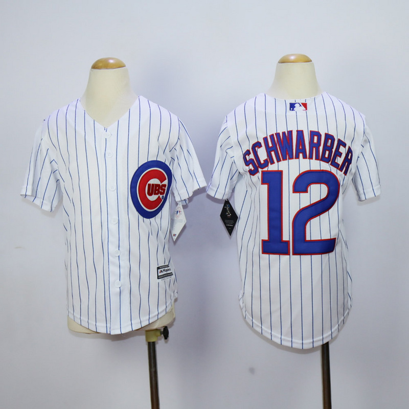 Youth Chicago Cubs 12 Schwarber White MLB Jerseys